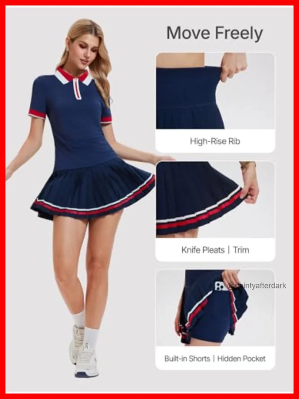 Women's 2-Piece Tennis Skirt Set Polo V-Neck Top High-Waisted Pleated Skirt